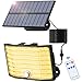 BEWEGUNGSMELDER günstig Kaufen-MinPea Solarlampen für Außen mit Bewegungsmelder, 1 Stück 226 LED Solarleuchten, 3 Modi Solar Strahler IP65 Wasserdichte, 180° Beleuchtungswinkel Solar Wandleuchte für Garten mit 5m Kabel, Warmweiß