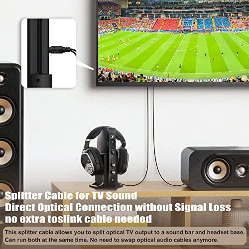 Bangun 1x2 Digital Audio Splitter Cable, Toslink Digital Fiber Optic Audio Splitter 1 Male Input 2 Male Output (for Home Theatre, Xbox, PS5/PS4), 3ft
