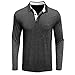 Mens Long Sleeve Polo Shirts Classic Button Down Golf Shirt Fashion Casual Moisture Wicking Shirts with Pocket Dark Gray