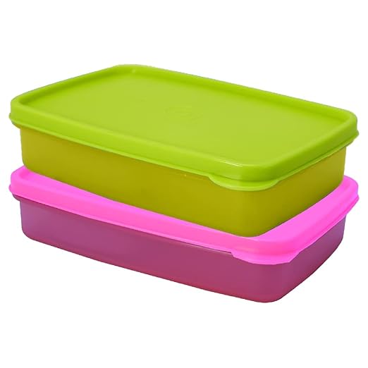 Bon Bon Big Lunch Box for Kids, Lunch Boxes for Office Men & Women, Lunch Box with Compartments, Microwave Safe, Freezer Safe, Reusable Lunch Box, Leak Proof, 2 Pc, Pink Yellow Color