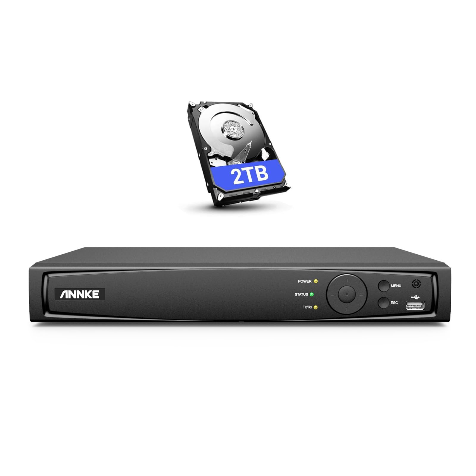 ANNKE 4K PoE NVR, 8 Channel CCTV Camera System with 2TB Hard Drive Supports 12MP/8MP/6MP/5MP/4MP/3K HD PoE IP Camera, Network Video Recorder for 24/7 Surveillance Recording