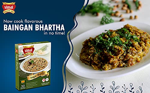 Image of VIMAL Ready to Eat Baingan Bhartha Instant Mix Vegetarian with No Added Preservative and Colours - 300g Pack of 3