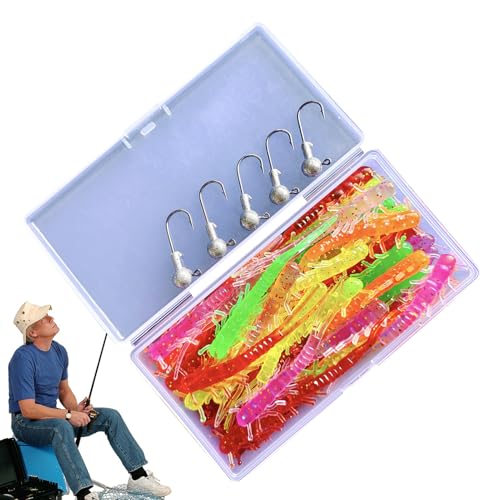 Señuelos artificiales para la perca, con cabezales Jig y señuelos blandos pequeños, juego de para el agua, para el mar, río, lago y desde el barco o orilla