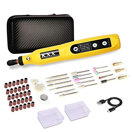 Cordless Rotary Tool, equipped 3.7V 2.0 Ah Battery and Front LED Lights Design, 5-Speed and USB Charge Multi-Purpose Power Tool with 47 Pieces Accessory Set For Engraving, Sanding, Nail Drill Projects