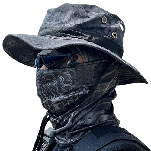 Balaclava de Dos Piezas, Estilo Boonie con Camuflaje, Sombrero para Hombres, para Senderismo, Acampada, Pesca y Otros Deportes Al Aire Libre miniatura 3