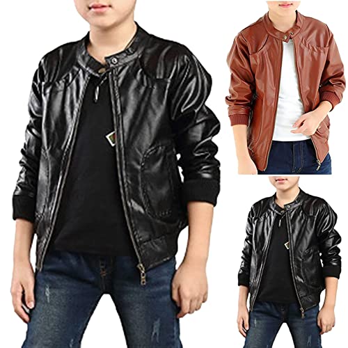 Children Collar Motorcycle Faux Leather Coats Kids 𝚛 PU Soft Leather Jackets Girls Leather Jacket