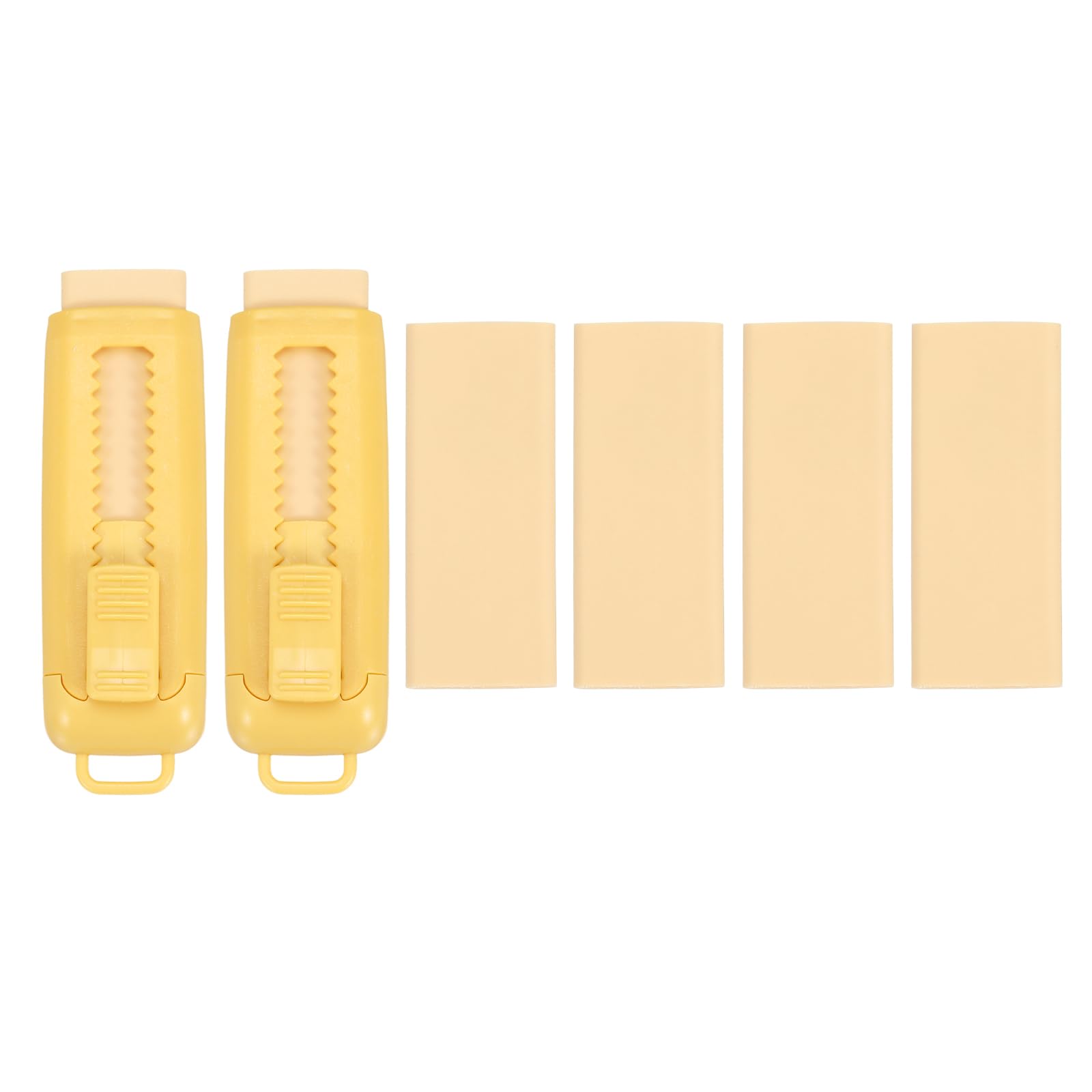 PATIKIL 2+4 Pack Erasers, Sliding Retractable Eraser Push Pull Cute Pencil Erasers Soft Large Easy to Clean with Plastic Sleeve for Sketching Drawing Artists Teacher Pencils, Yellow TPR