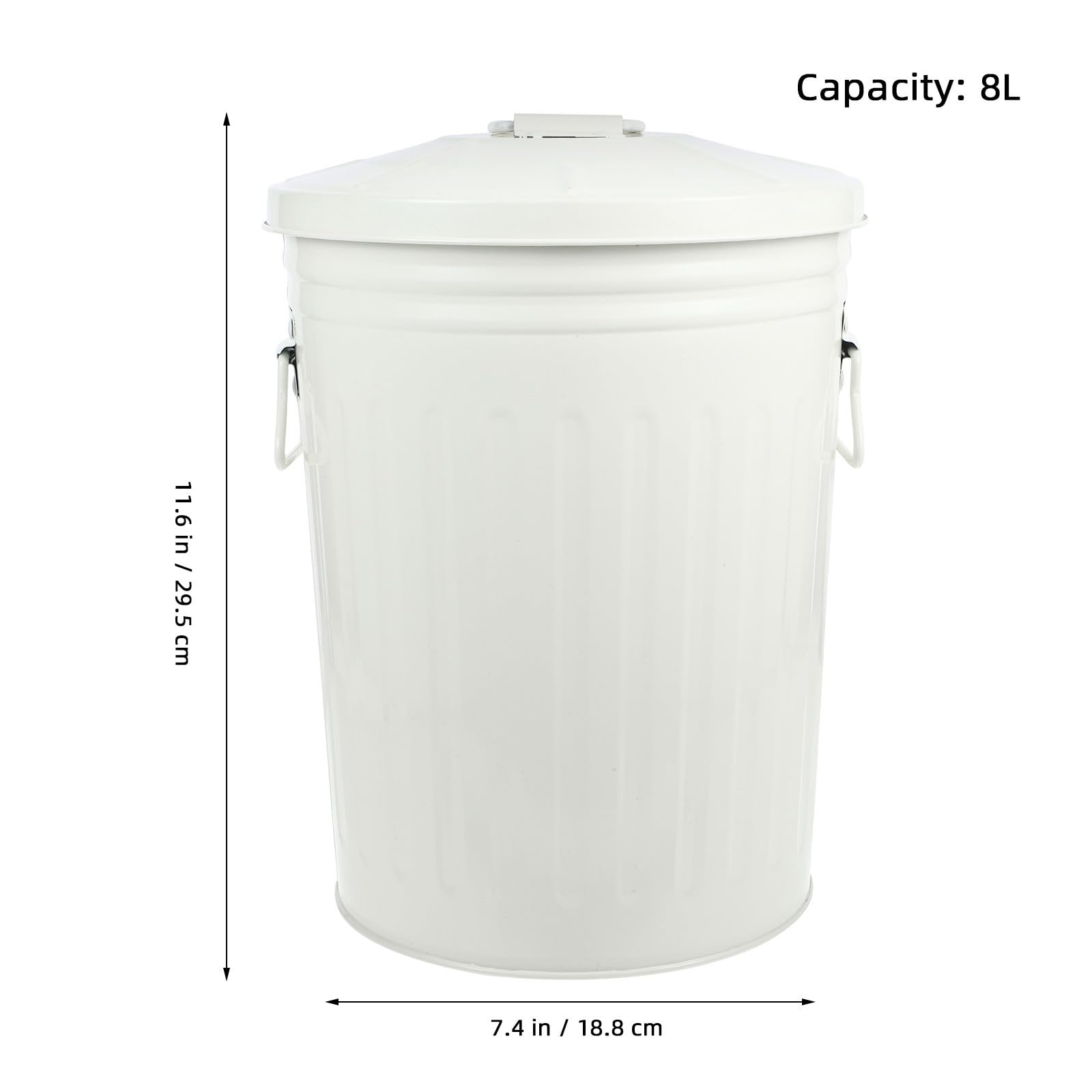 Didiseaon Papelera Metálica Redonda de Hierro con Tapa, 8l Beige