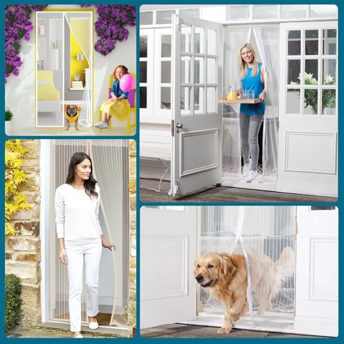 Moustiquaire porte magnétique blanc 123x241 rideau anti moustique porte fenetre