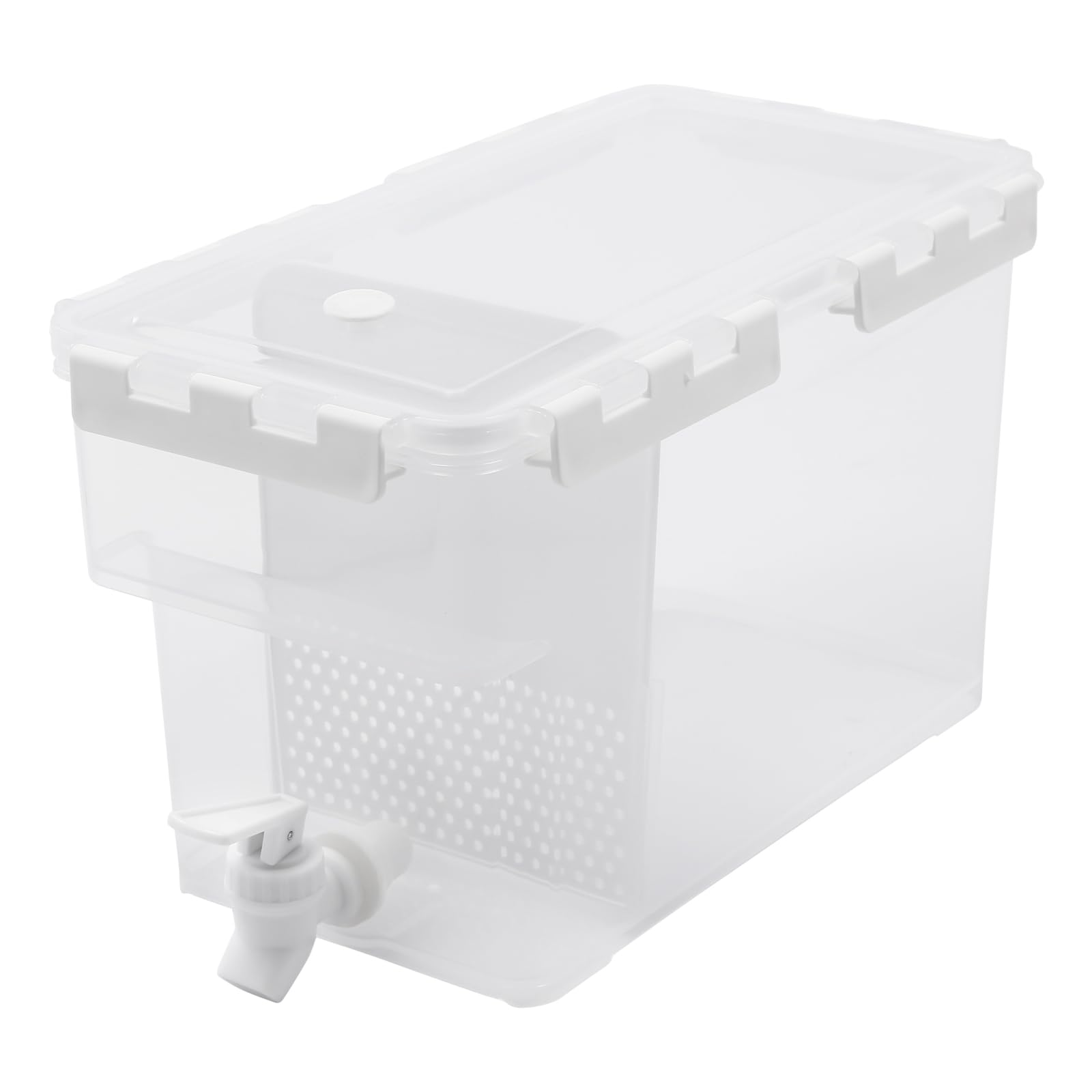Distributeur de boisson de 6 l avec robinet et cloison de séparation - Distributeur d'eau avec robinet - Grand pichet d'eau pour réfrigérateur - Distributeur d'eau en plastique - Blanc