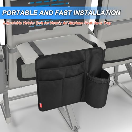 Homakover Airplane Seat Back Organizer & Storage, Airplane Tray Table Cover For Personal Items, Airline Seat Hanging Pockets Media Pouch,Reusable Travel Essentials thumb #4