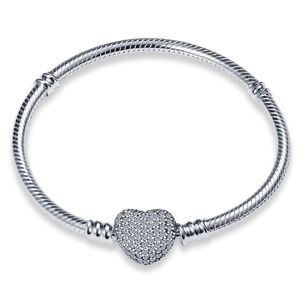 FLUFLO Armband Damen 925 Sterling Silber, Armbänder Moments Schlangen-Gliederarmband Armkette für Pandora Charm Anhänger, Valentinstag Muttertag Geburtstags Geschenk für Frauen Freundin Mama B01
