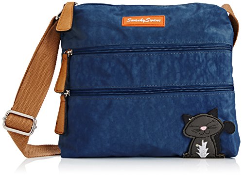 SwankySwans Sac à bandoulière pour femme Motif chat Riley - Bleu - Bleu (bleu foncé), Taille unique
