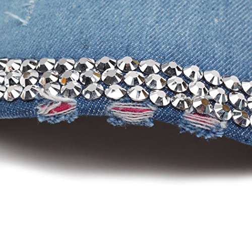 Image of Adjustable Women Men Bling Rhinestone Denim Baseball Cap Hat