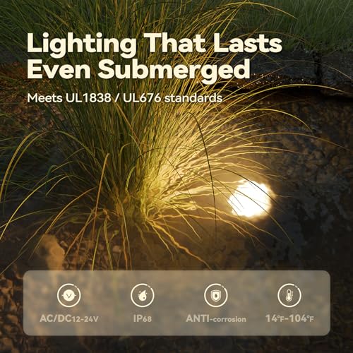 Image of LEONLITE 2-Pack 5CCT Low Voltage Underwater Pond Light, 12-24V AC /DC