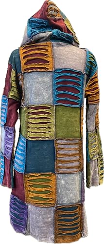 Karma Handicrafts Hippie Boho Winter Cotton Patchwork Embroidered Jacket Hoodie Retro Coat Nepal J53