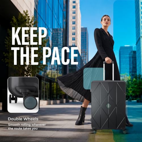 Image of American Tourister Qubiz | Check-in Trolley Bag (68 cm) | 360 8 Wheel Travel Luggage | Hard Case Polypropylene Suitcase | Recessed Combination Lock | Black /Dark Olive