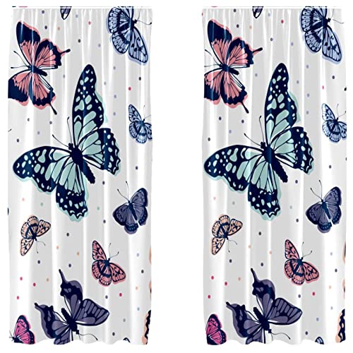Cortinas opacas contra el calor térmico diseño mariposas azules 2