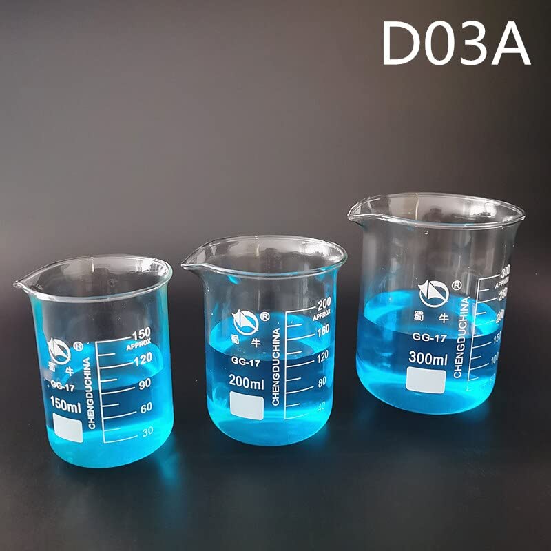 1 Juego de Vasos de precipitados de Forma Baja de Todos los tamaños, Vaso de precipitados Transparente de Vidrio de borosilicato for Laboratorio de química de Vidrio (Size : D06A)