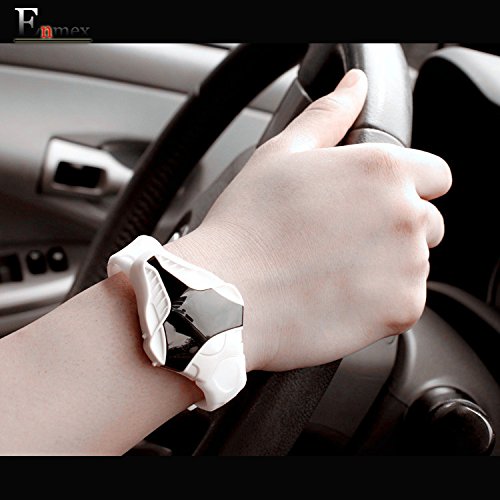 FANMIS LED Digital Fashion Cobra Watch White Silicone Iron Triangle Dial Sports Wristwatch3