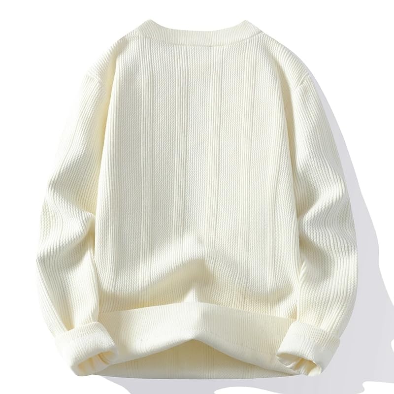 Men's Autumn Winter O-Neck Knit Pullovers Solid Color Slim Fit Warm Knitted Sweater Men Casual Top3