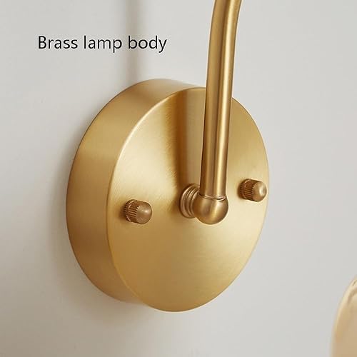 Miniatura 6 de E27 - Lámparas de pared de latón cepillado hechas a mano, apliques de pared con pantalla de vidrio para dormitorio, mesita de noche, luces modernas