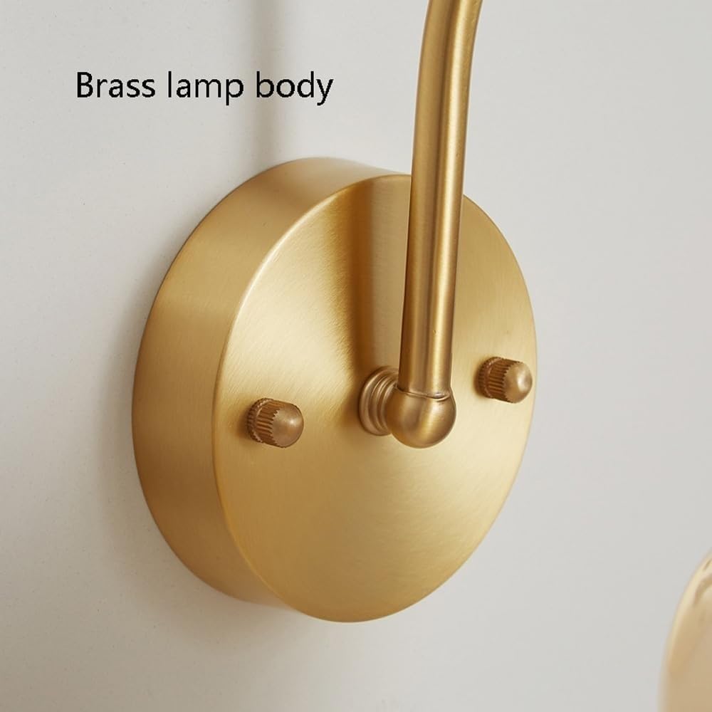 Applique da Parete per Interni E27 1 Luce in Ottone Spazzolato Paralume in Vetro Fatto A Mano Ideali per Camera da Letto Comodino Bagno Balcone E Corridoio