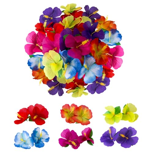 造花 インテリア 造花 花束 ハイビスカス 72個セット フェイクフラワー 花飾り 夏の花 アクセサリー装飾 本物そっくり ハワイ DIY 手作り 写真撮影道具 パーティー 夏祭り お祝い ビーチ