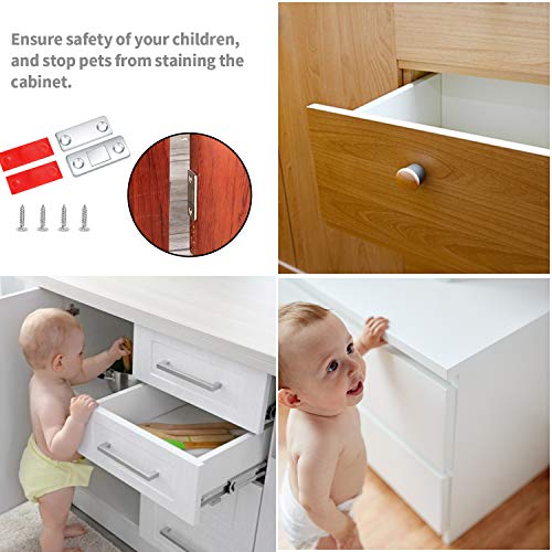 Image of 8 Pack Door Magnets, Cabinet Magnetic Door Self Adhesive Collars, Ultra Thin Magnetic Strips, Drawer Magnets for Cabinet Cabinet Closet Closer Sliding Door Magnet Magnetic Latch Closure Closer