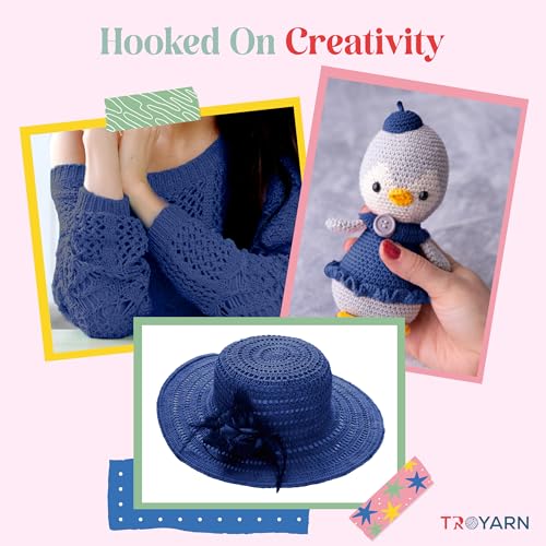 Image of TROYARN Summer (4- Skeins Pack) Silk Effect Hand Knitting Yarn Crochet Art Lace Craft 100% Microfiber Acrylic 4x100 gr (4x383 yds) (105132 - Saxe Blue)