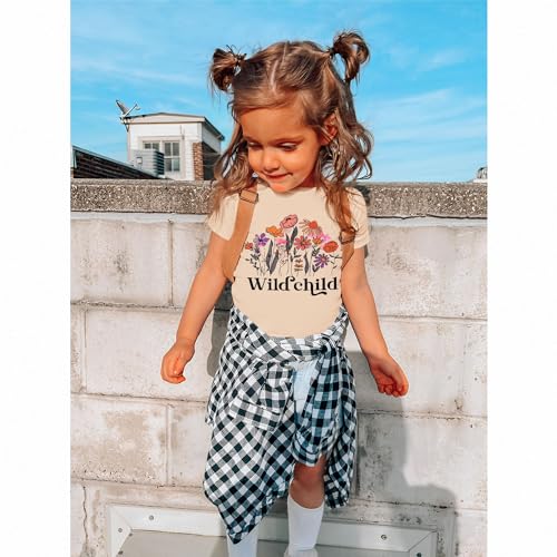 Toddler Baby Girls Flower Shirt Cute Wild Child Flower Short Sleeve T-Shirt Kids Wildflower Graphic Summer Tees Top3
