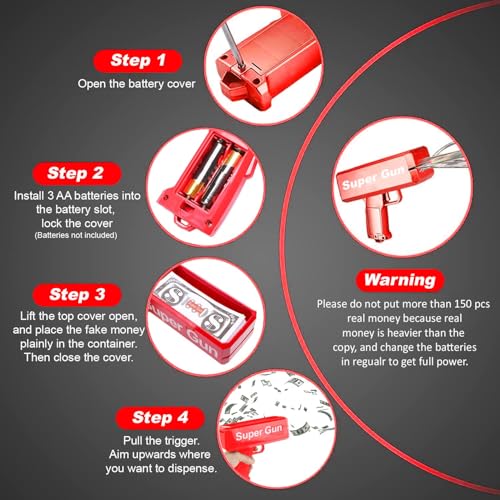 Image of Cash Cannon Money Gun Toy for Kids and Adults with Fake Dollar Bundle Party Celebration Toy for Weddings Birthdays Events Easy Trigger Manual Fun Prop