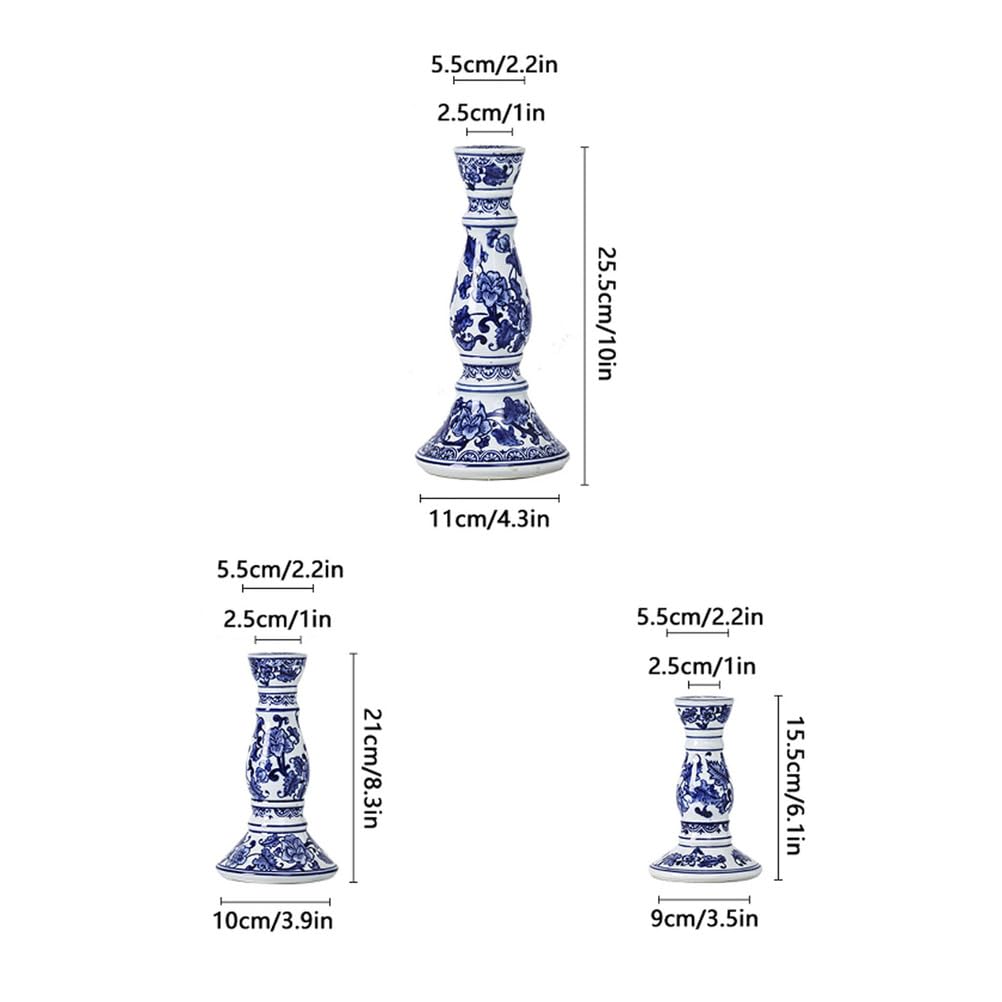 Candelabro De Porcelana Azul Y Blanco Chino Patrón Floral Tradicional Portavelas De Cerámica para Sala De Té Sala Estar Hotel Decoración Hogar Estilo Chino Moderno