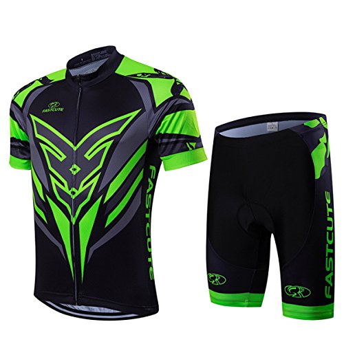 RUIKODOM Verano Hombres Maillots de Bicicleta Conjunto de Ropa de Ciclo Jersey de Manga Corta + Pantalones Cortos Acolchados Cómodo Respirable Secado rápido