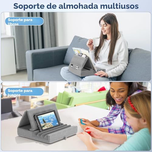 Miniatura 8 de Kdd Soporte De Almohada Para Tablet,Soporte Ipad Plegable Para Cama, Regazo,Cojín Para Tablet Con Bolsillo Y Soporte Para Lápiz, Para Ipad Pro 12.9 10.5 9.7 Air Mini 6 5 4 3 E-Reader Gris
