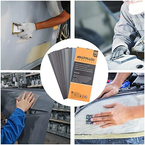 90Pcs Wet and Dry Sandpaper, 400 to 3000 Multi Grit wet dry sandpaper 9 x 3.6 Inches Abrasive Paper for Automotive Polishing, Metal Sanding and Wood Furniture Finishing