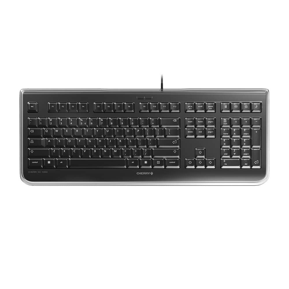 CHERRY KC 1068, EU-Layout, QWERTY Tastatur, leicht desinfizierbare, wasserdichte kabelgebundene Tastatur, flüsterleiser Tastenanschlag, Schwarz