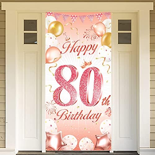 DPKOW Rose Gold 16th Birthday Party Decoration for Girl, Rose Gold 16th Birthday Banner for Backdrop Door Decoration,16th Birthday Background Banner for Garden Table Wall Decoration, 185 x 90cm Fabric