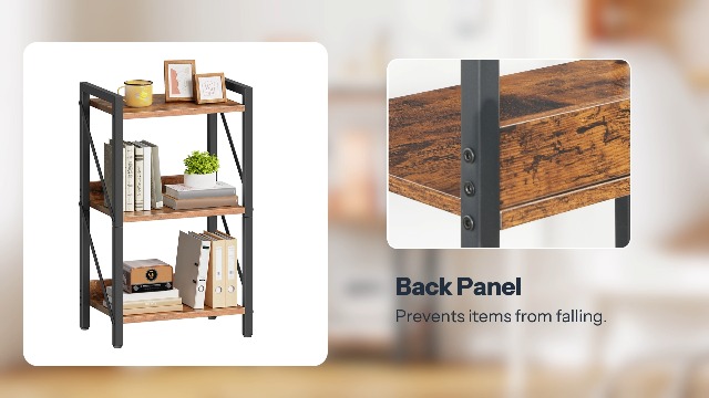Amazon.com: HOOBRO Bookshelf, 3-Tier Industrial Bookcase, Book
