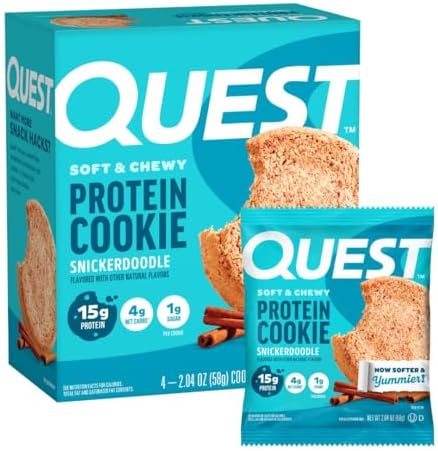 Quest Nutrition Snickerdoodle Protein Cookie, 15g Protein, 1g Sugar, 4g Net Carbs, Keto Friendly, High Protein, Low Carb; 4 Count