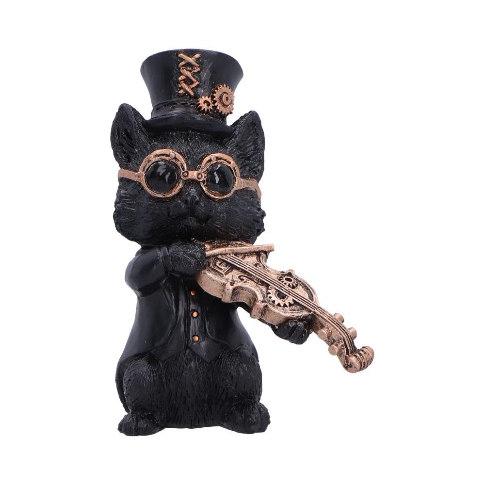Music Meowstro Steampunk Cat Figurine Collection – Musical Cat Resin Ornament (Violin)