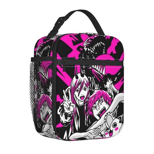 IRUHHGU Anime Chainsaw Man Denji Bolsas de Almuerzo aisladas Contenedor de Comida más Fresco Bolsa de Almuerzo de Alta Capacidad Lonchera Bolsos de Comida Escuela al Aire Libre