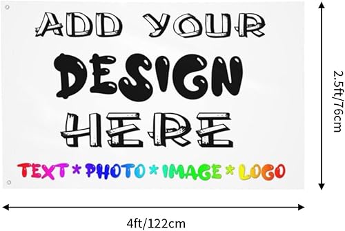 Miniatura 3 de Bandera personalizada de 2.5 x 4 pies, añade tu diseño aquí, pancarta decorativa para exteriores, regalos personalizados de cumpleaños de negocios,
