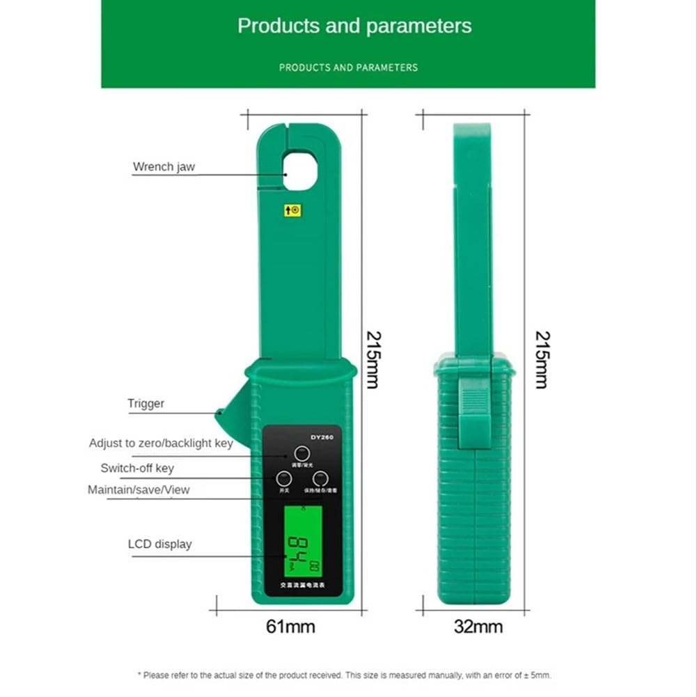Auto-Leckage-Tester, Wechselstrom-DC-Zangenmessgerät, Automobil-Stromtester, automatische Reichweite, ± 2 % Genauigkeit, 60 A Bereich, für Autobatterie, Motor, Motorwartung