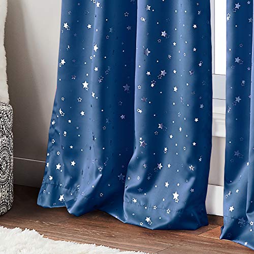 Curtainworks Starry Night Room Darkening Rod Pocket Window Curtain Single Panel, 84 In, Blue #TOP3