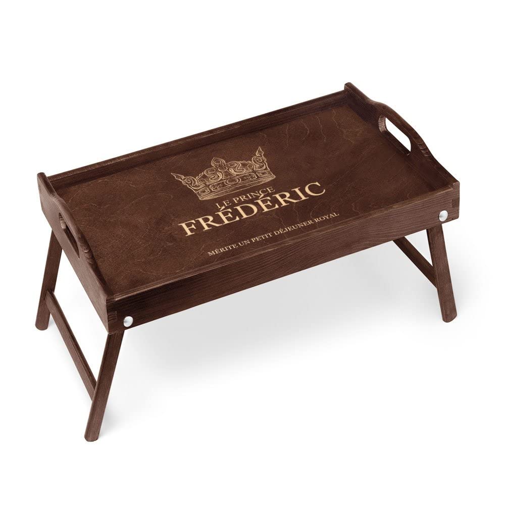 Maverton Table Pliante personnalisée de lit - Tablette au Petit déjeuner - Table en Bois de pin pour Lui - Cadeau d’Anniversaire pour Homme - Support d’Ordinateur - Prince