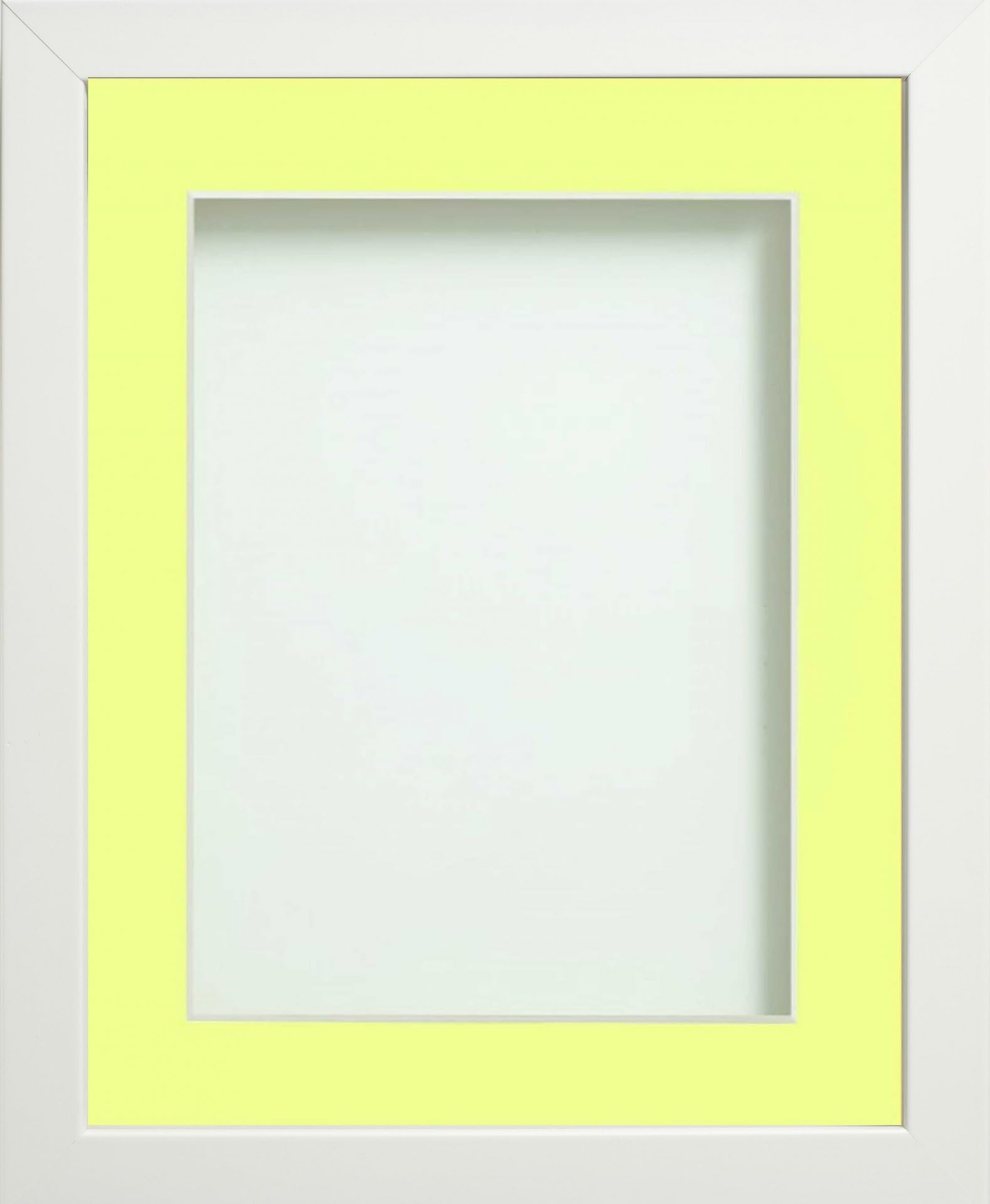 Frame Company Connolly Range White Wooden Picture Photo Frame with Lemon Bon Bon Mount, 30x20 for pic size A2 *Choice of Sizes* — image 1