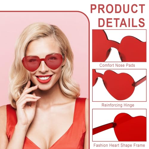 Image of Heart Sunglasses 12 /18 /24 Pcs Heart Shaped Glasses for Women Cute Funny Party Glasses Party Favors Accessories