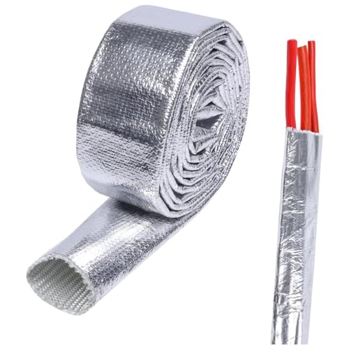 Image of Fuel Line Heat Shield heat wrap for wires fuel line heat shield sleeve hose heat shield sleeve - Heat Radiant and Prevent Vapor Lock Heat Shield for Brake Cable /Fuel Line /Spark Plug (1 /2''I.D.- 138'')