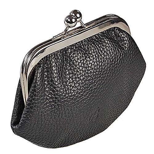 Damenbörse Nappa Leder Geldbörse Knipsbörse Bügelbörse Kutscherbörse GoBago (Schwarz)